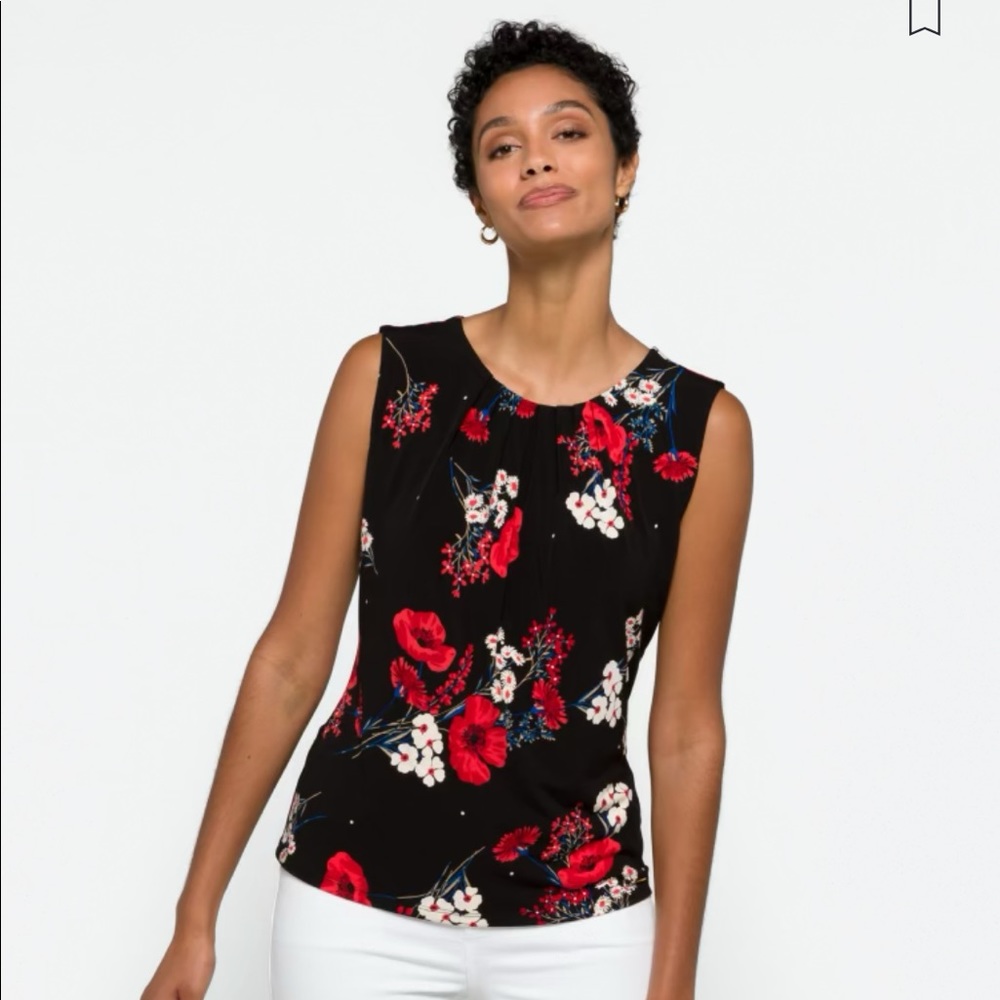 Calvin Klein Sleeveless Pleat Neck Knit Cami